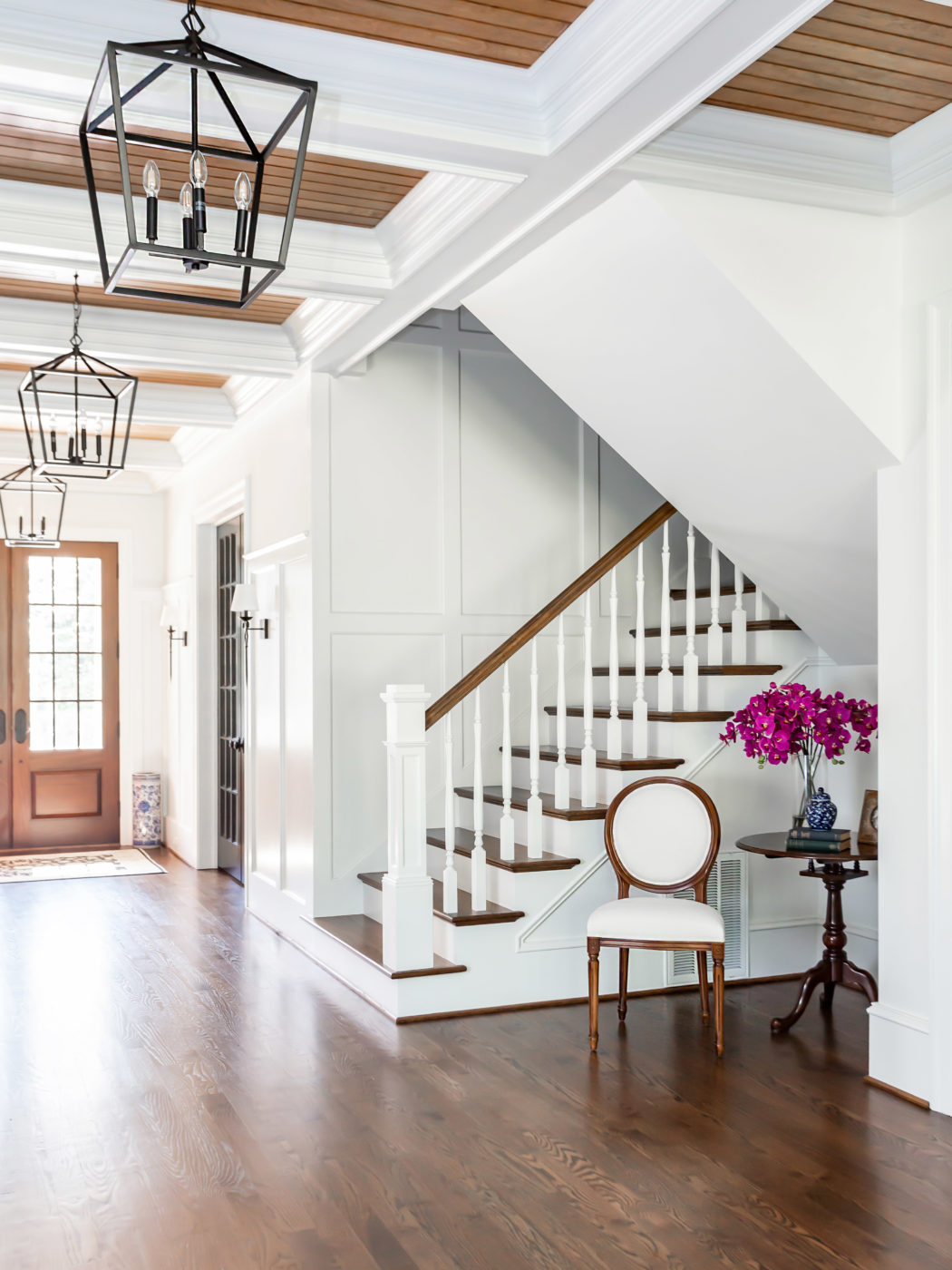 A new staircase in a custom luxury home inside the beltline of Raleigh, NC