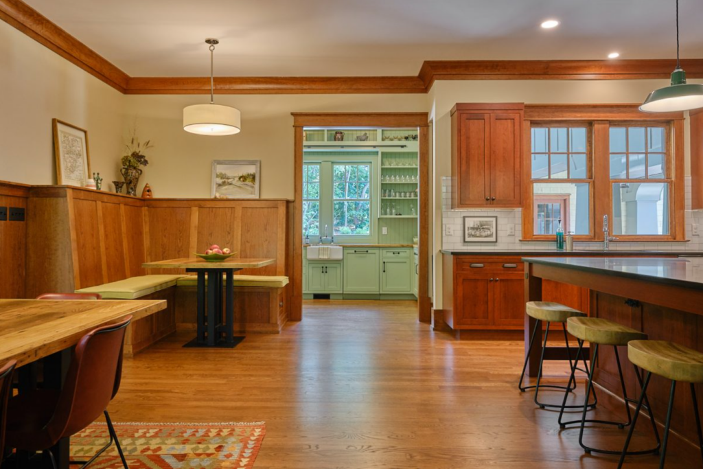 Kitchen with a breakfast nook in the corner