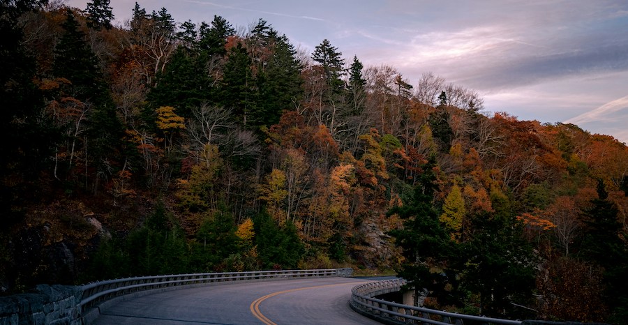 Landscape of a road in North Carolina