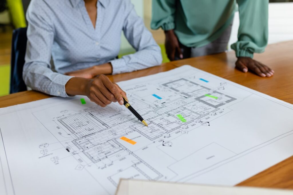 Custom home building blueprint.